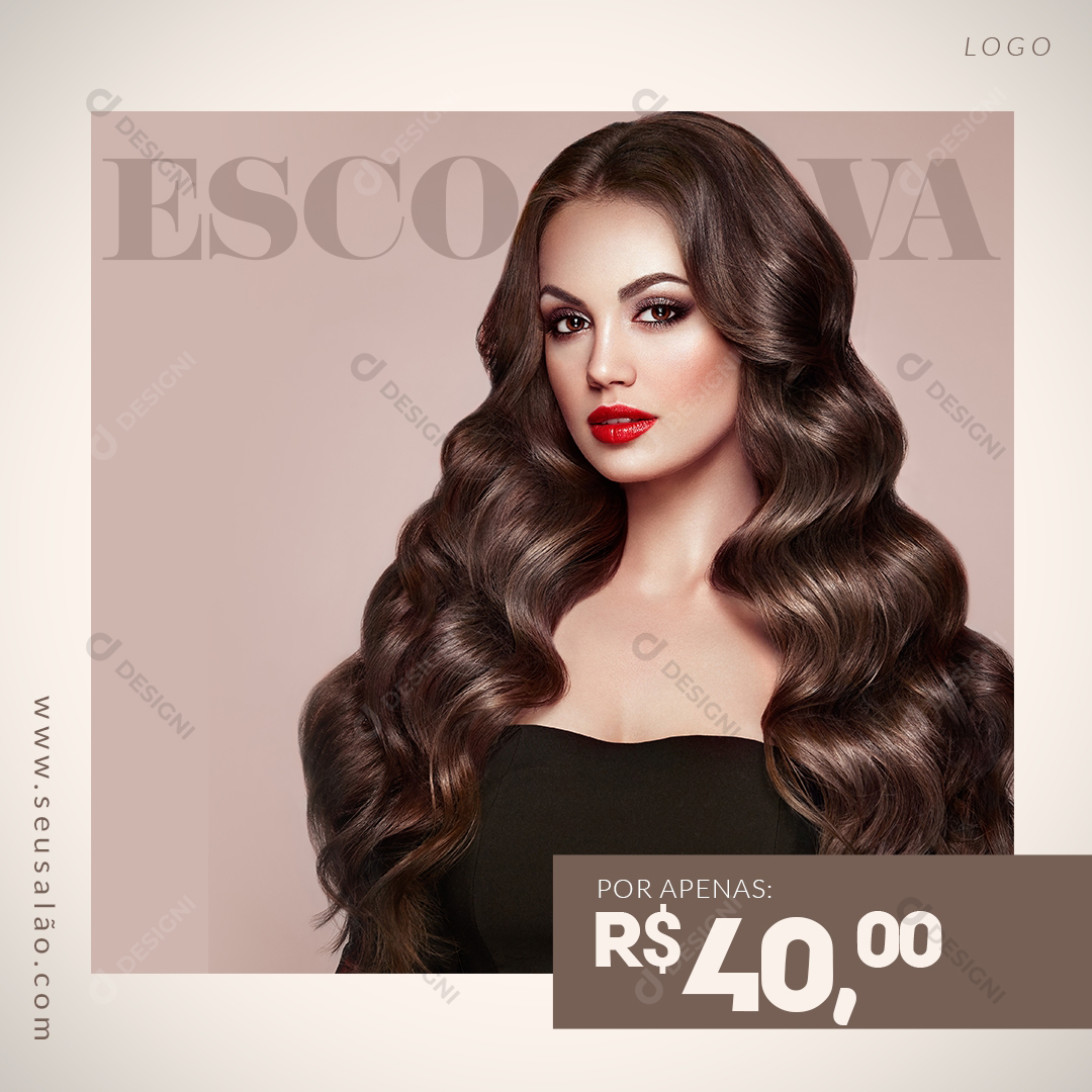PSD Social Media Salão de Beleza Cabelo Escova Cabelereira Estética Editável