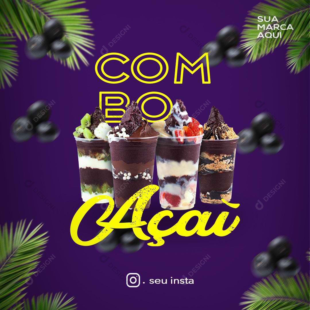 Social Media PSD Açai Açaiteria Sorveteria Editável