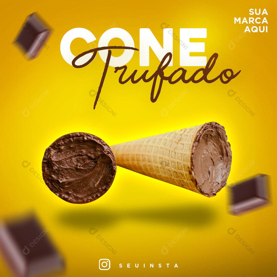 Social Media PSD Cone Trufado Doce Chocolate Casquinha Comida