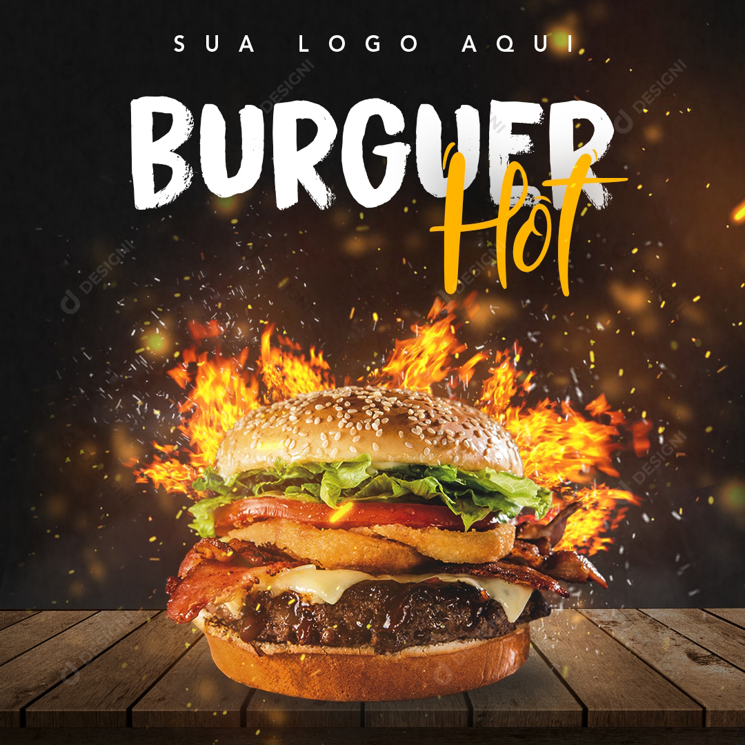 Social Media Hambúrguer Hamburgueria PSD Hot Lanche Editável Comida