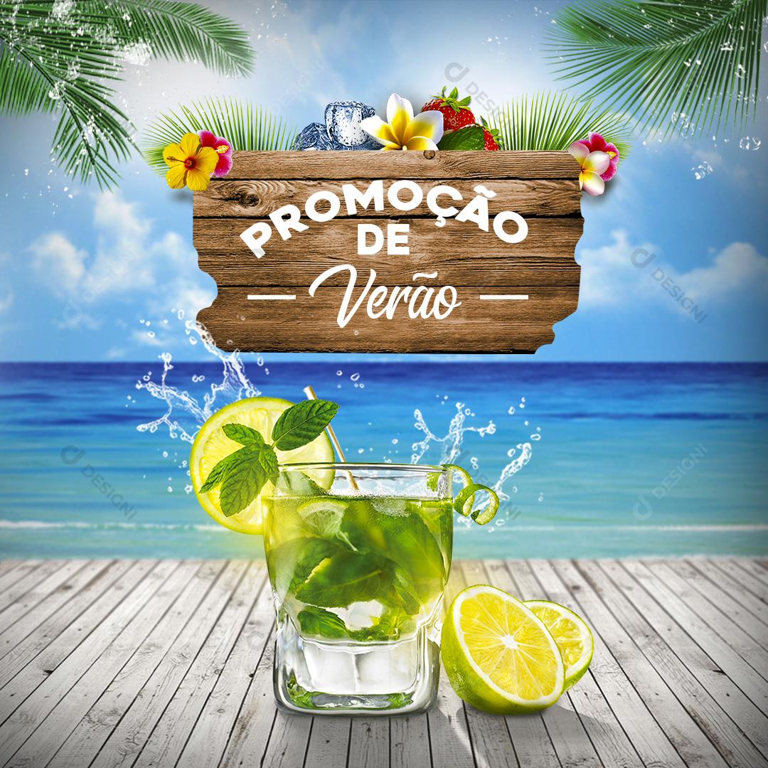Bebida Drink Limão Praia Verão Social Media PSD