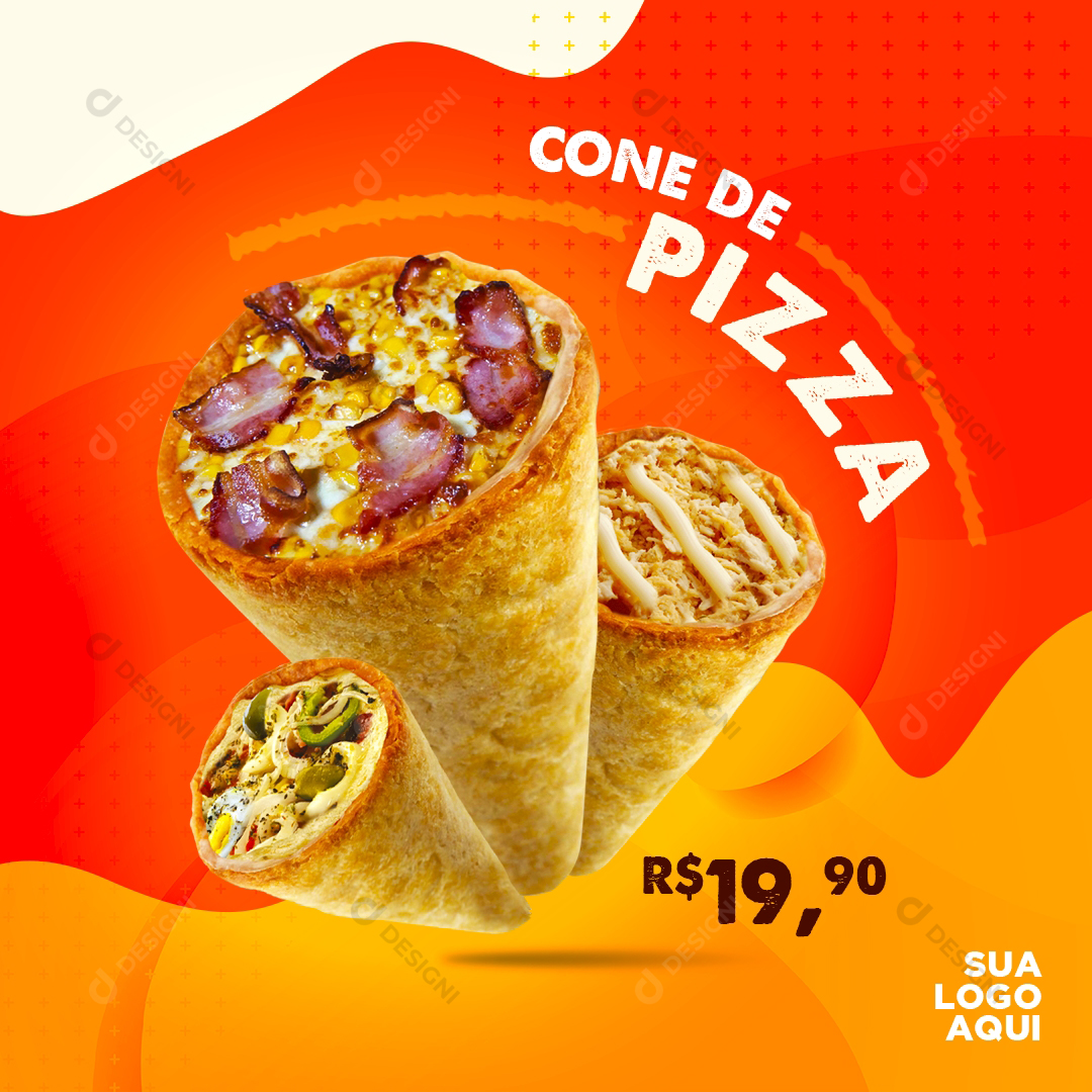 Cone de Pizza Social Media PSD Editável Comida Photoshop