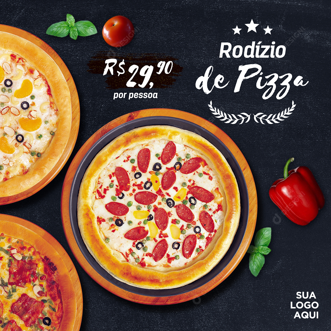 Rodízio de Pizza Social Media Pizzaria Comida