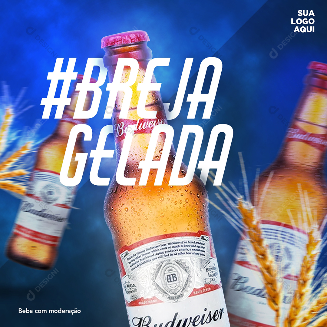 Cerveja Budweiser Social Media PSD Editável Bebida Gelada Bares