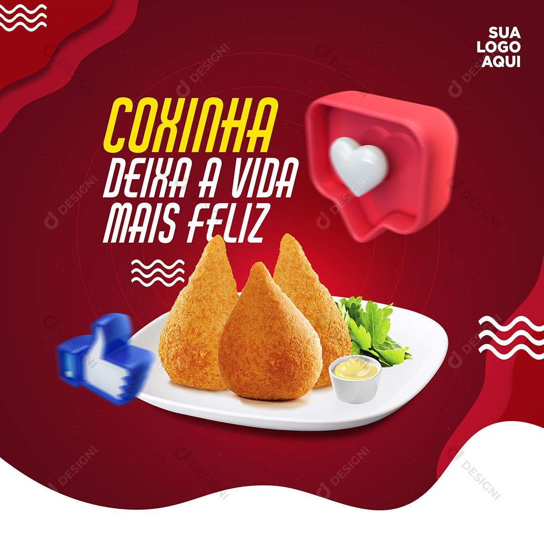 Coxinha Pastel Pastelaria PSD Editável Salgados Comida Social Media