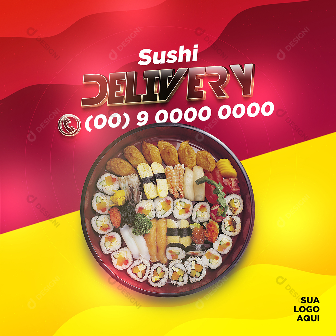 Delivery Sushi Comida Japonesa PSD Social Media