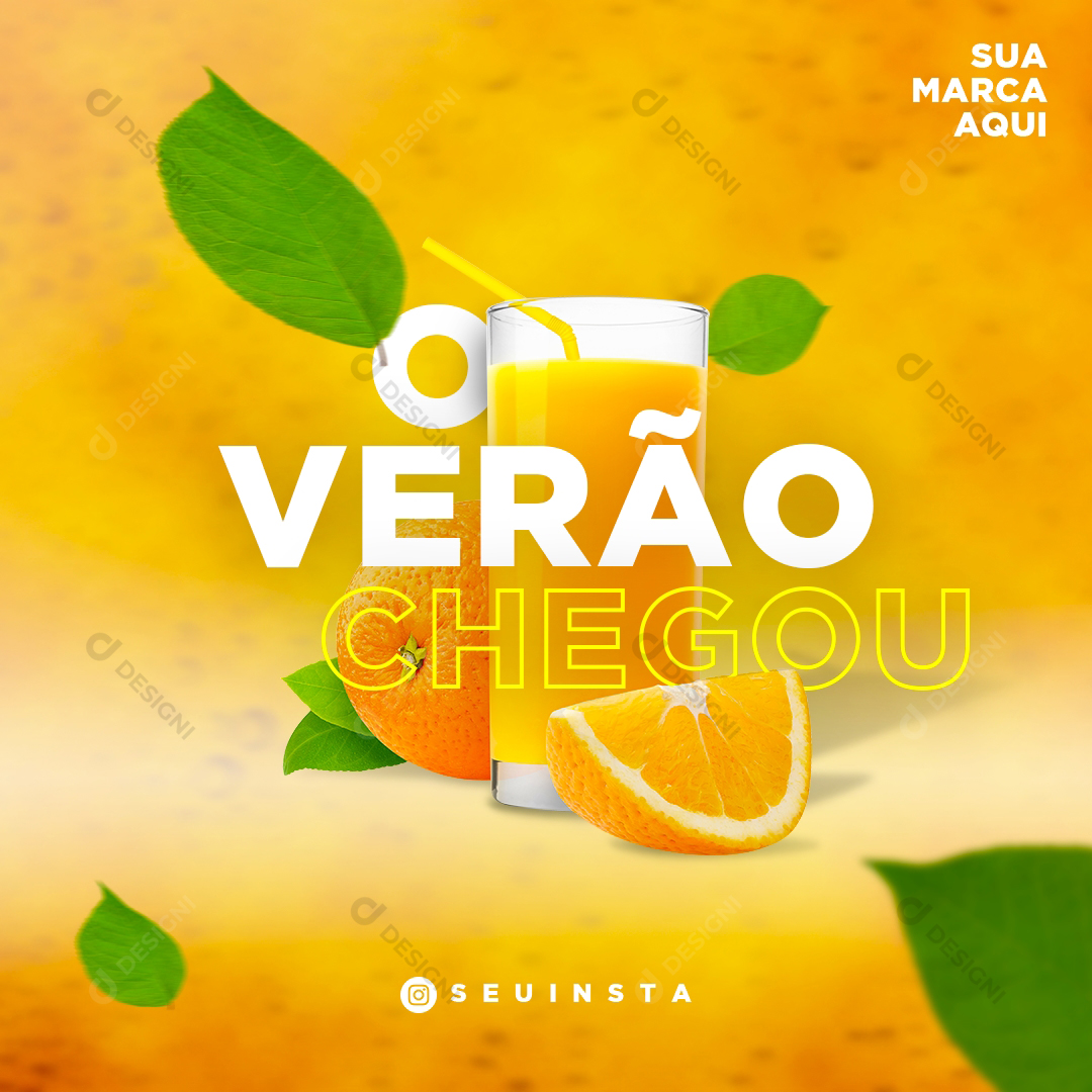 Suco de Laranja Bebida Verão PSD Social Media Editável
