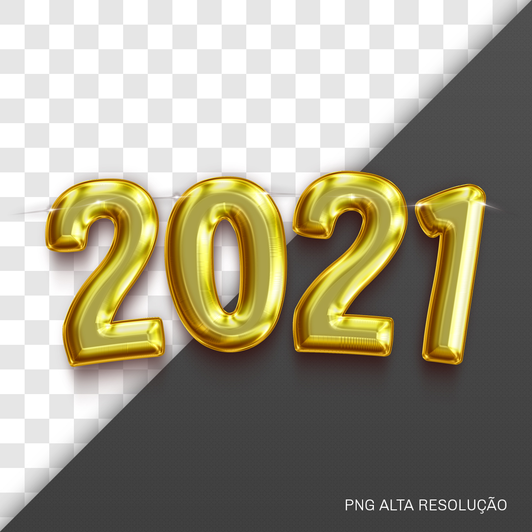2021 Ano Novo Balão Texto 3D PNG Sem Fundo