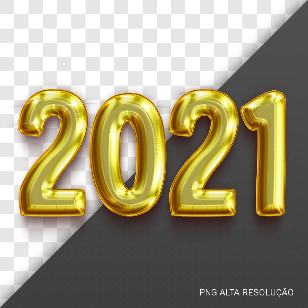 Ano Novo 2021 Balão Texto 3D PNG Sem Fundo