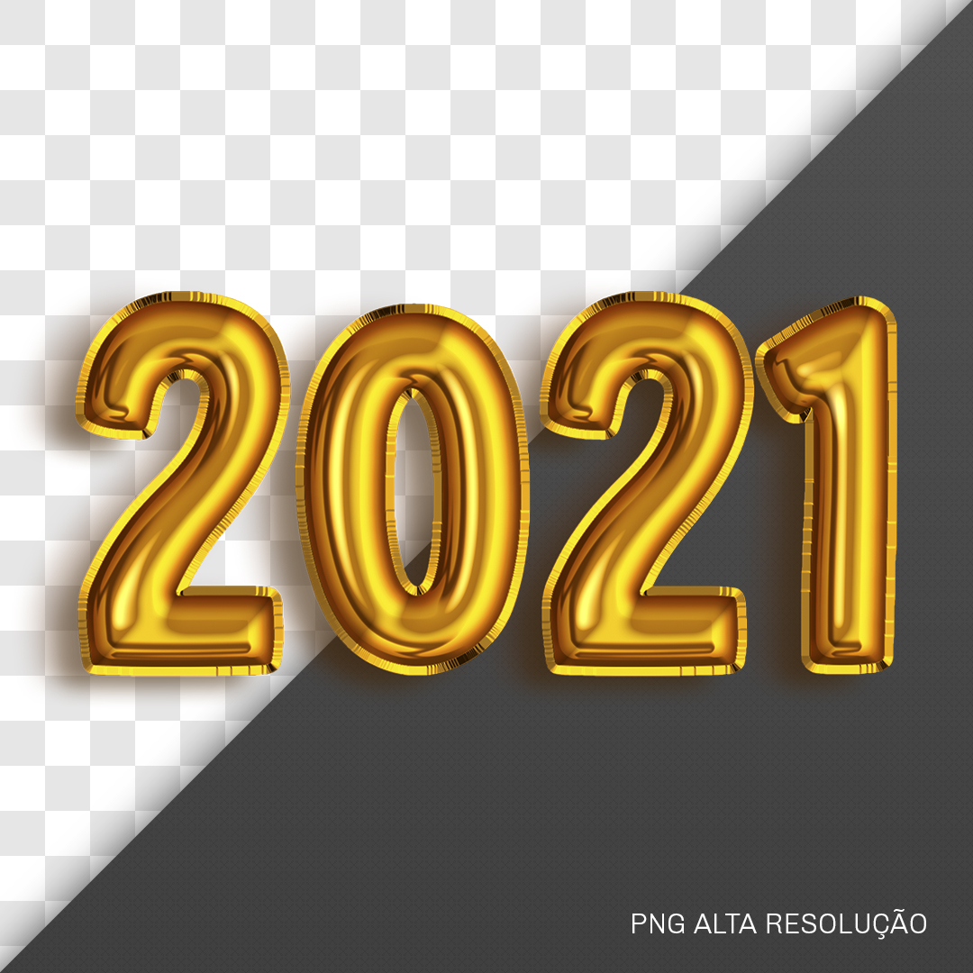 Ano Novo Balão 2021 Texto 3D PNG Sem Fundo