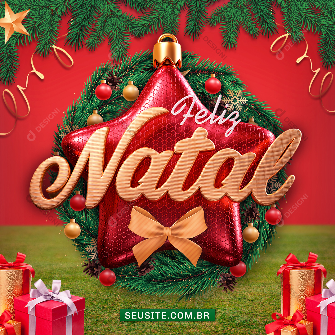 Social Media Feliz Natal Decoração PSD Photoshop