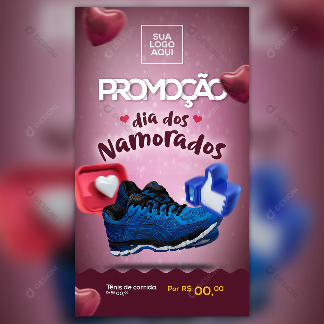 Promoção dia Dos Namorados Social Media PSD Tênis Stories