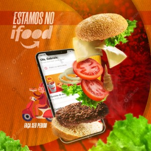 Post Social Media PSD Hambúrguer Editável iFood Hamburgueria