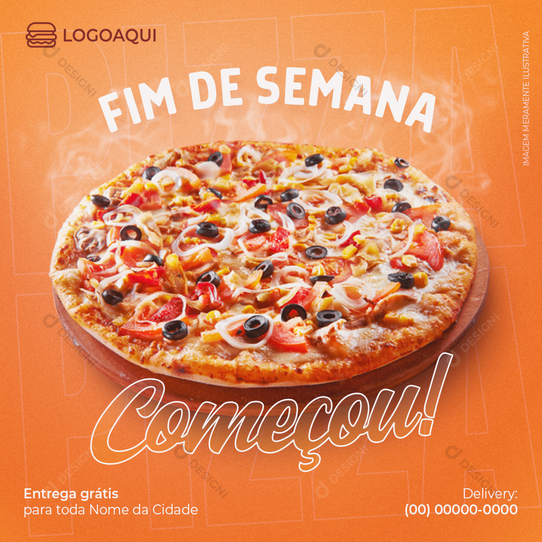 Social Media PSD Fim de Semana Sextou Editável Pizzaria Comida