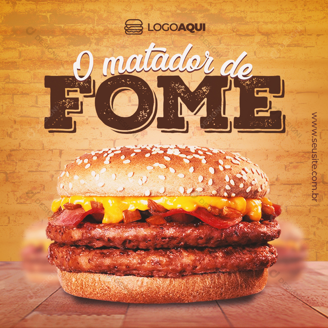 Social Media PSD Hambúrguer Fome Hamburgueria Comida Editável