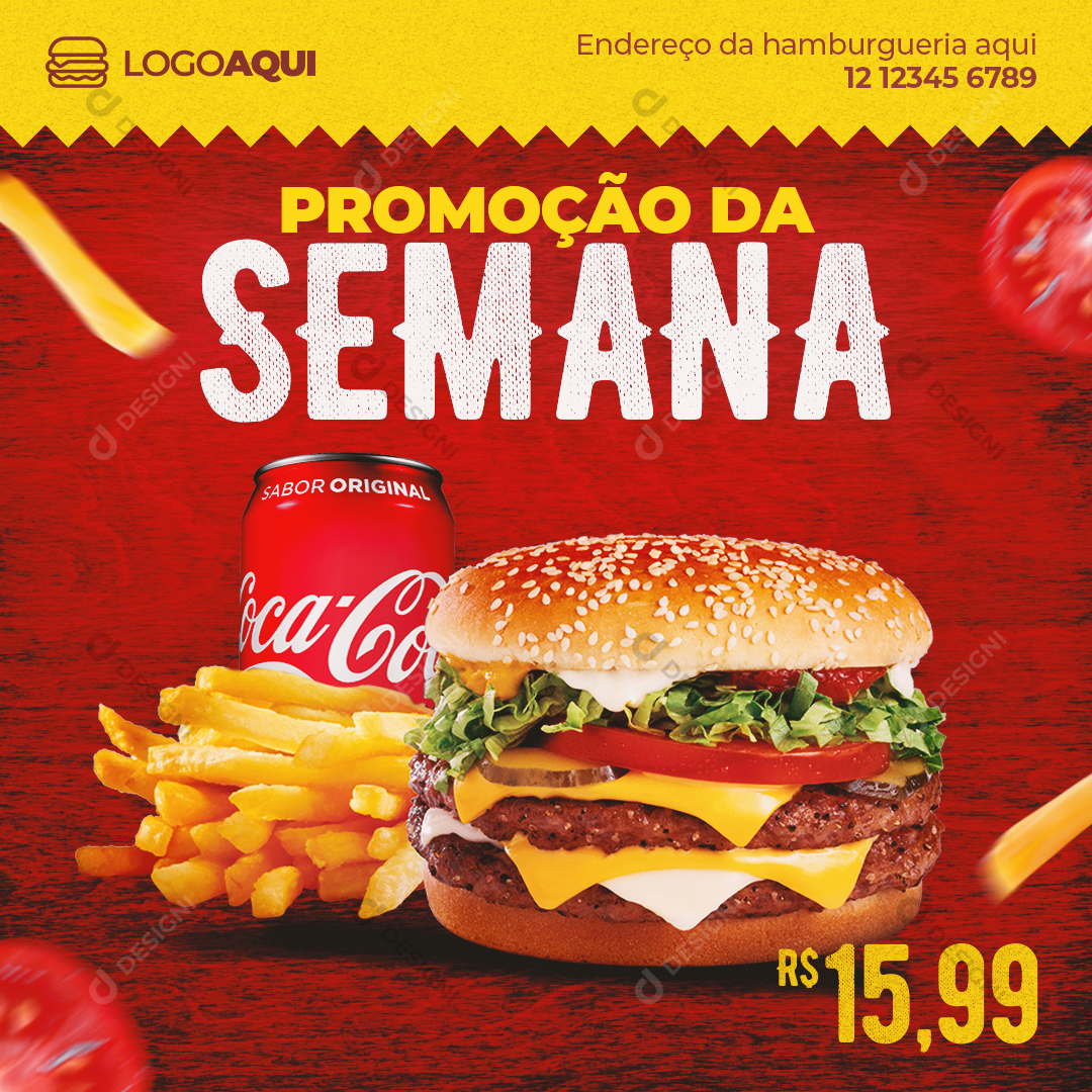 Social Media Post Hambúrguer Combo Batata Frita PSD Hamburgueria Editável Comida