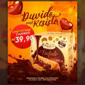 Chocotone Trufado Panetone Chocolate PSD Editável Doce Comida