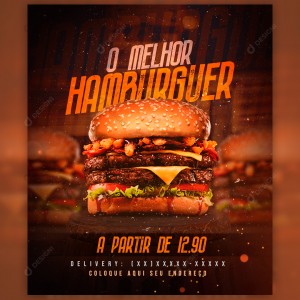 Hambúrguer Hamburgueria Social Media Post PSD Editável Comida Lanche