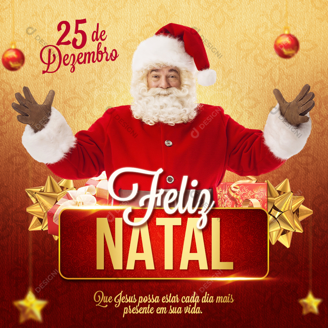 Feliz Natal Social Media PSD Editável Post Photoshop Papai Noel