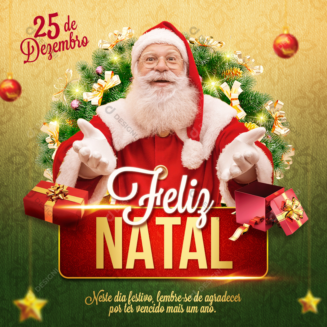 Feliz Natal Social Media PSD Editável Post Photoshop Papai Noel