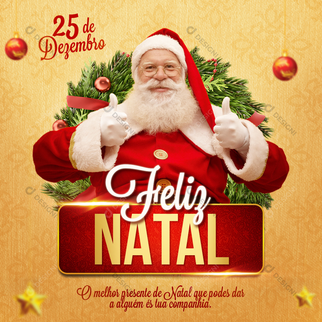 Feliz Natal Social Media PSD Editável Post Photoshop Papai Noel