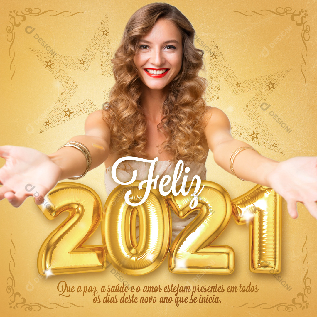 Feliz Ano Novo 2021 Social Media Post Editável Photoshop