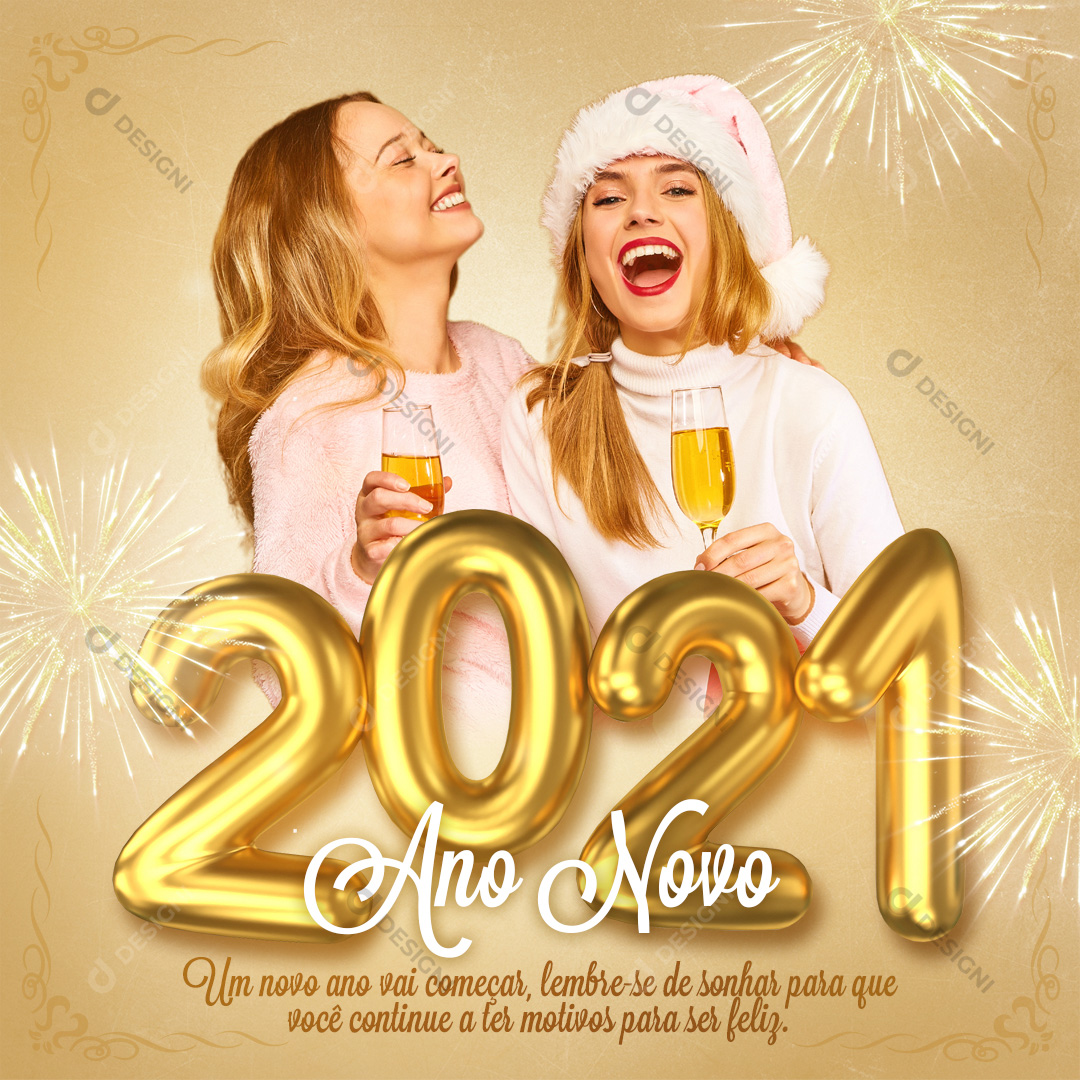 Feliz Ano Novo 2021 Social Media Post Editável Photoshop