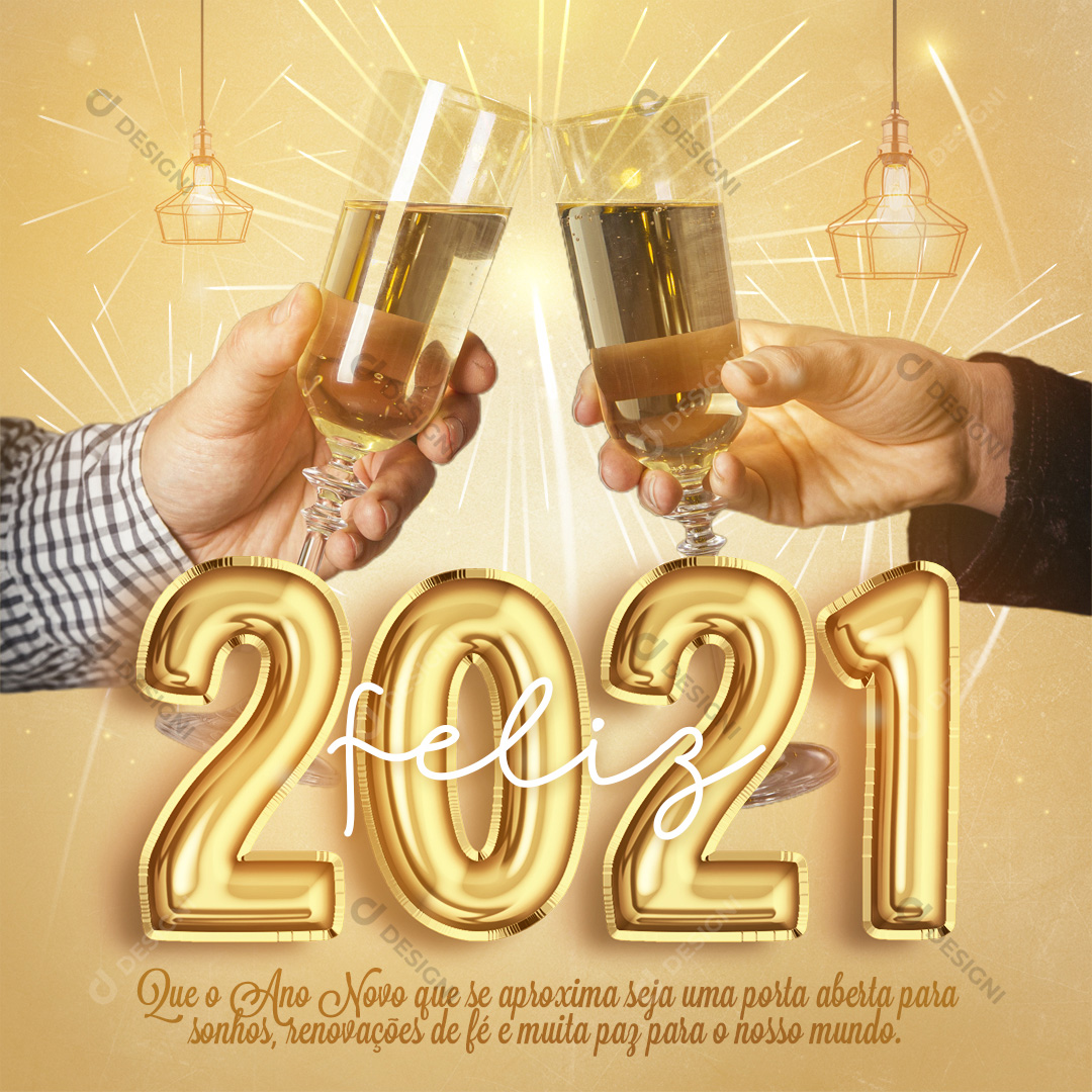 Social Media Feliz Ano Novo 2021 Post Editável Photoshop
