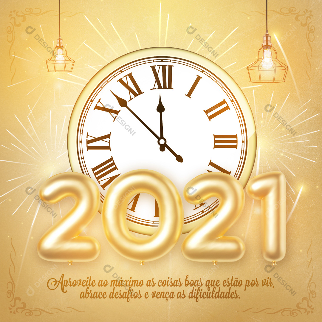 Social Media Feliz Ano Novo 2021 Post Editável Photoshop