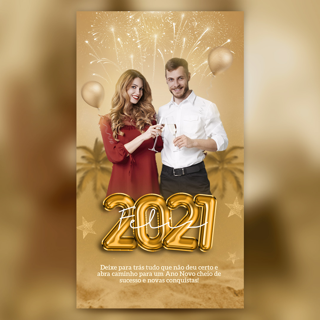 Feliz 2021 Ano Novo Status Stories PSD Editável Social Media Photoshop
