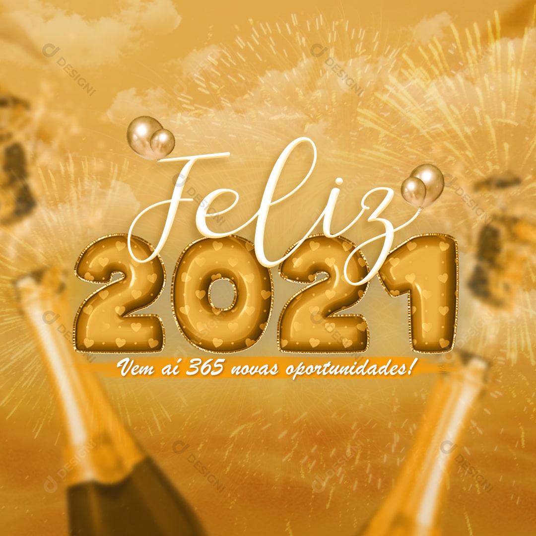 Feliz Ano Novo 2021 Social Media PSD Post Editável