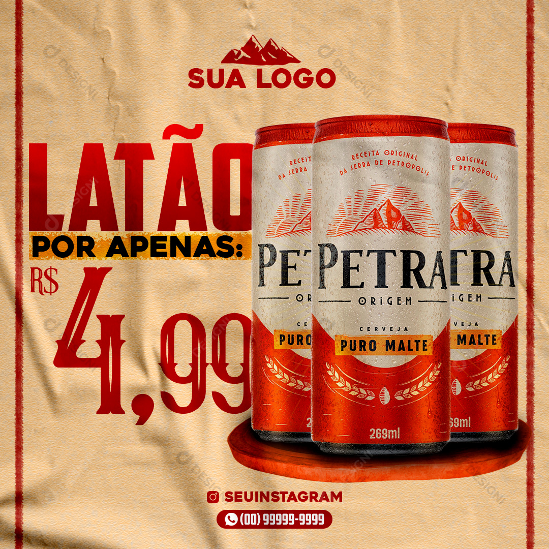 Petra Puro Malte Social Media PSD Editável Cerveja Bebida Bares