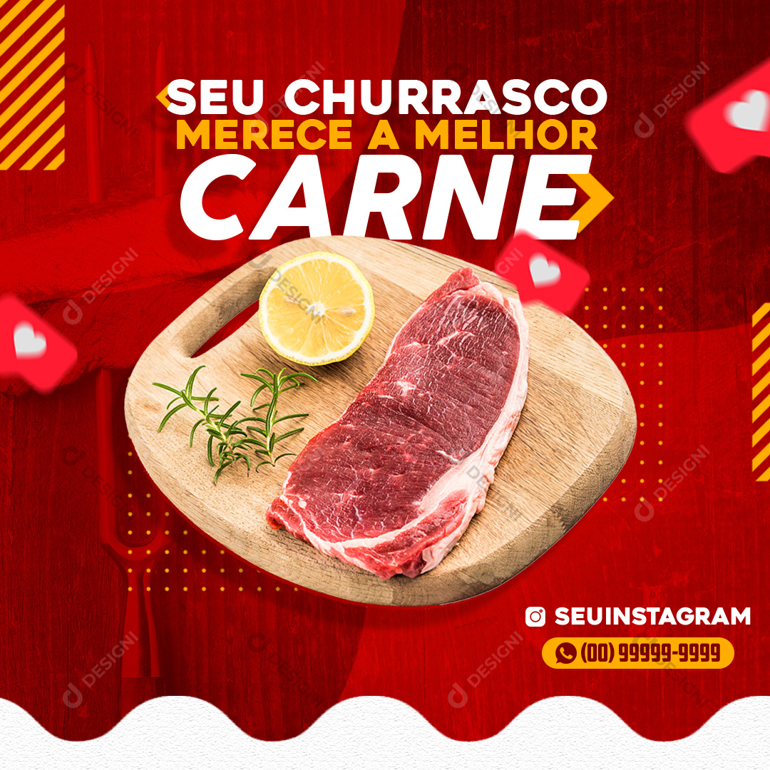 Social Media PSD Churrasco Carne Açougue Supermercado Editável