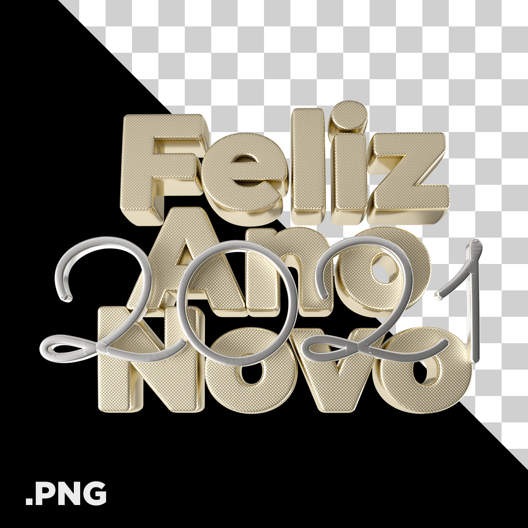 Feliz Ano Novo 2021 PNG Transparente Sem Fundo 3D
