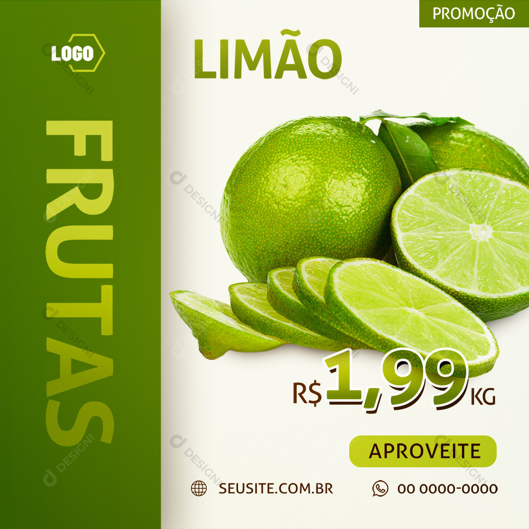 Limão Social Media PSD Frutas Supermercado Hortifrúti Promoção Editável