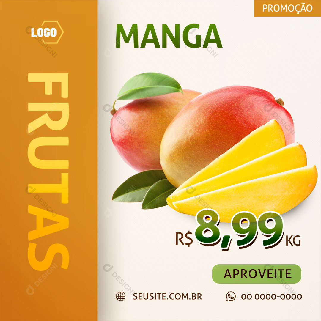 Manga Social Media PSD Frutas Supermercado Hortifrúti Promoção Editável
