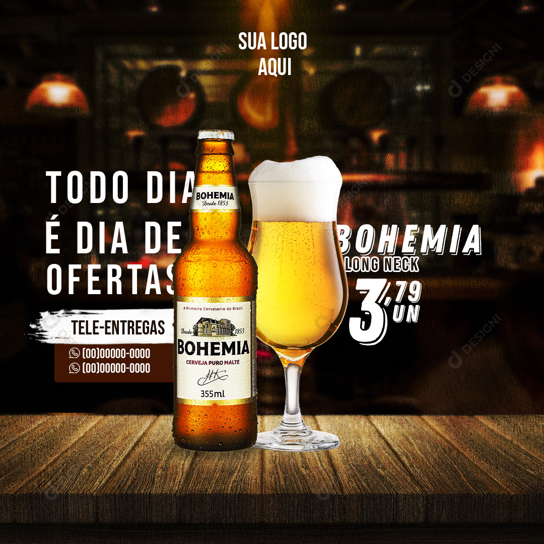 Cerveja Bohemia Social Media Bares PSD Editável Bebidas