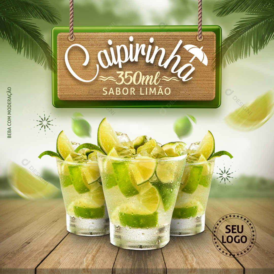 Caipirinha de Limão Social Media PSD Editável Bares Bebidas