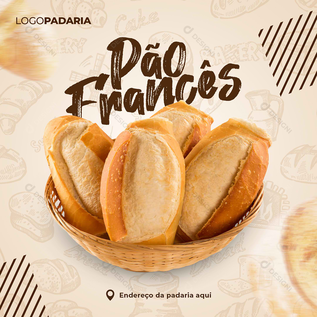 Pão Francês Social Media Panificadora Padaria PSD Editável Comida
