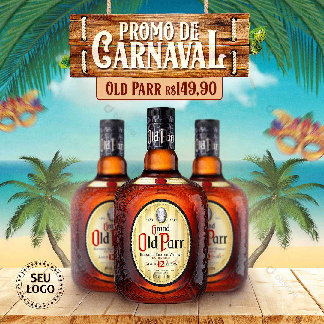 Old Parr Carnaval Promoção PSD Social Media Editável Bebidas Bares