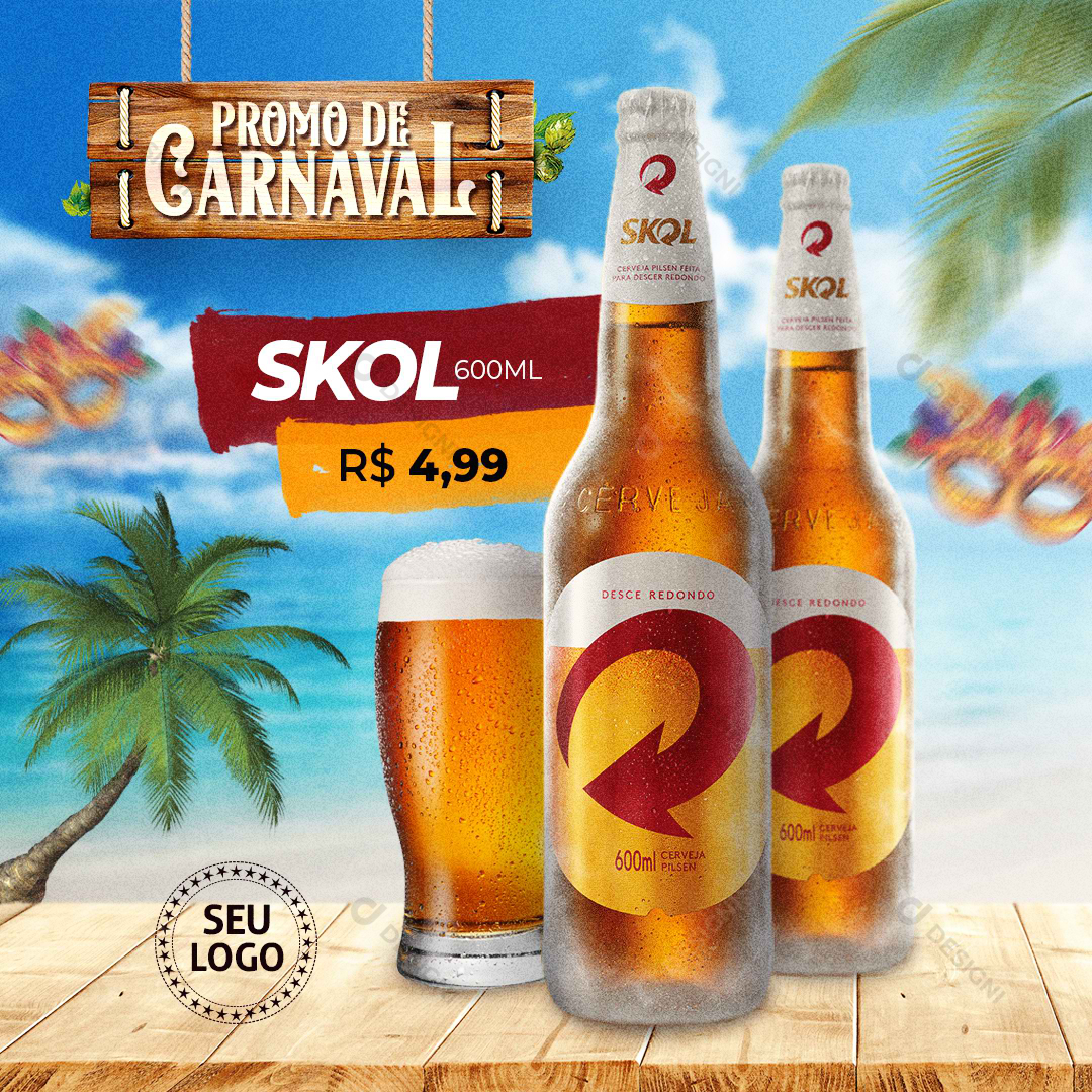 Skol Carnaval Carnaval Promoção PSD Social Media Editável Bebidas Bares