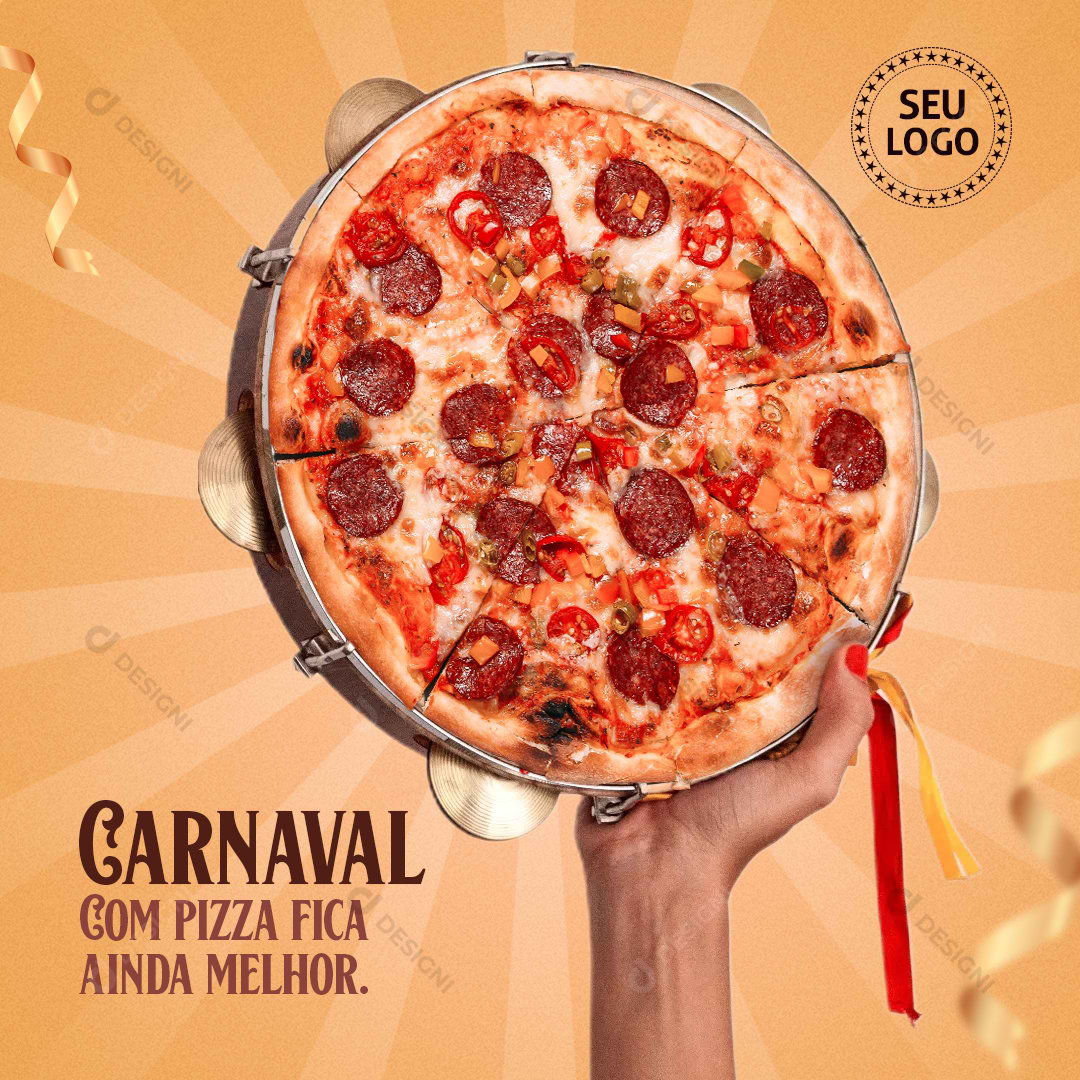 Carnaval Pizza Social Media Editável PSD Pizzaria Comida