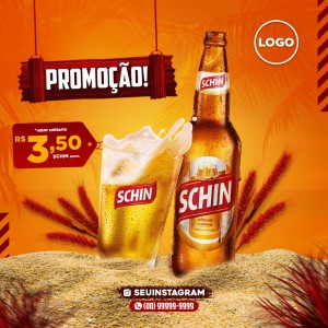 Cerveja Social Media PSD Editável Bares Bebidas Nova Schin