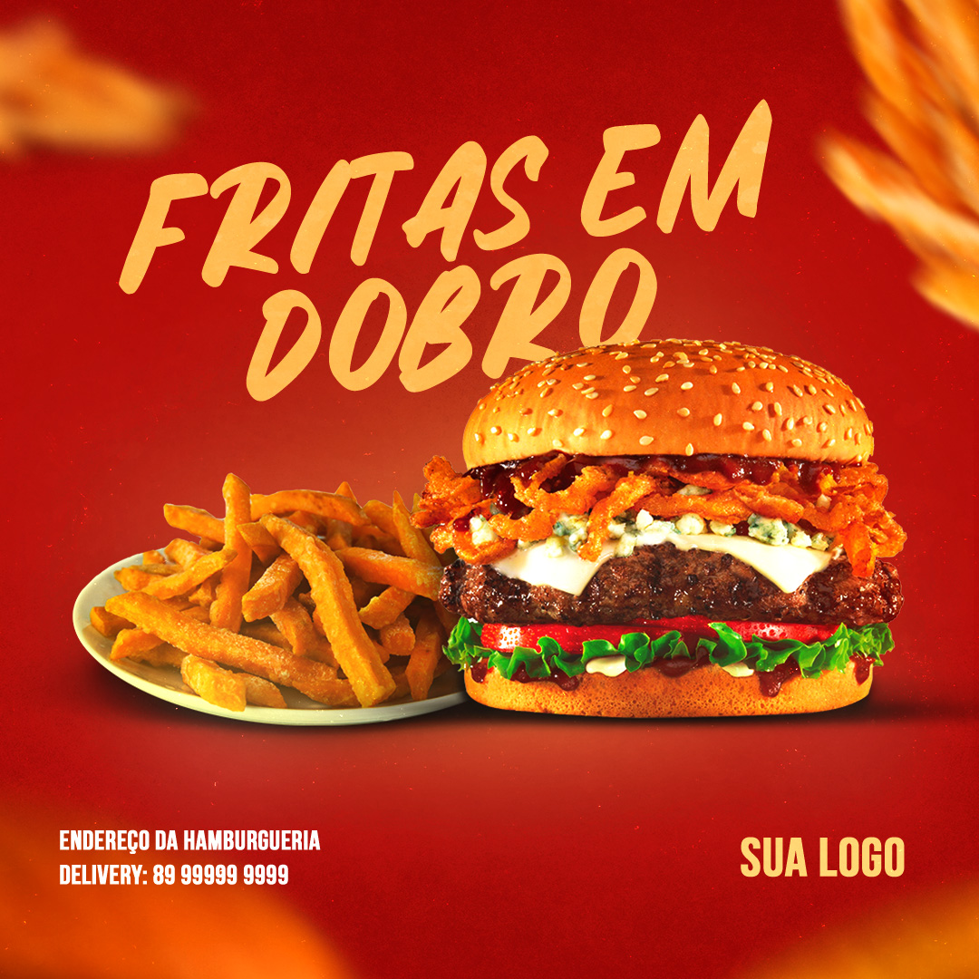 Post Social Media PSD Editável Hamburgueria Comida
