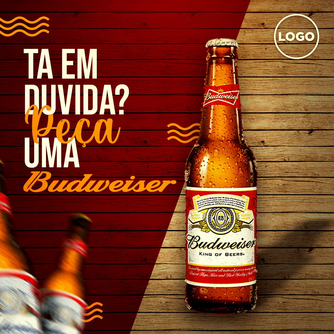 Cerveja Social Media Budweiser PSD Editável Bares Bebidas