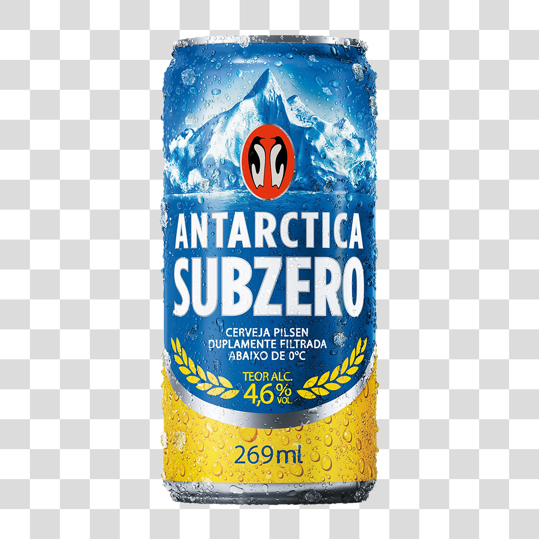 Latinha de Cerveja Antarctica Subzero 269ML PNG Transparente Sem Fundo