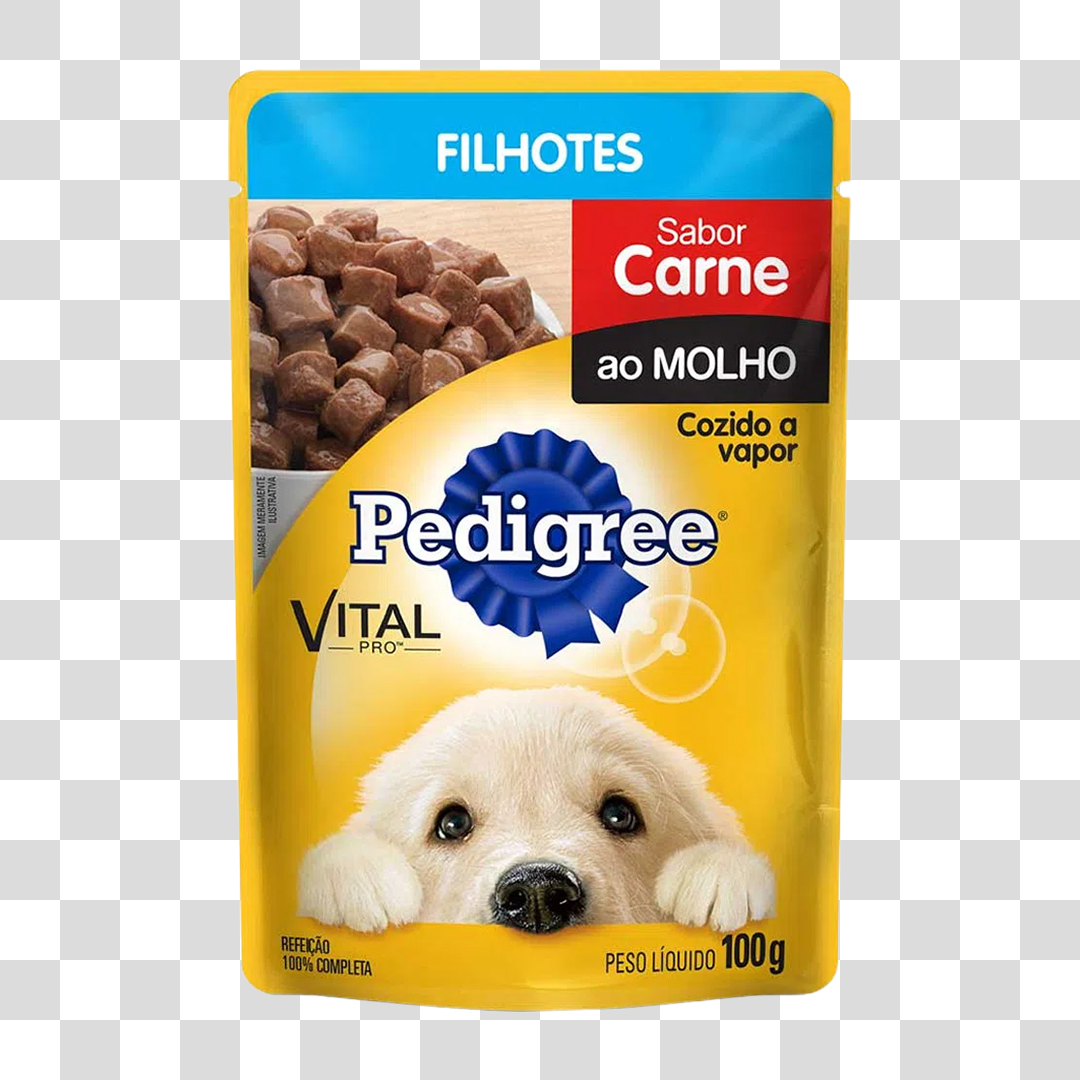 Sachê de Ração para Cachorros Filhotes Pedigree PNG Transparente Sem Fundo