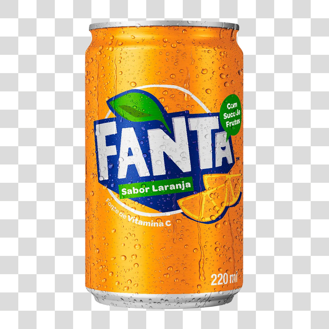 Latinha de Refrigerante Fanta Laranja PNG Transparente Sem Fundo