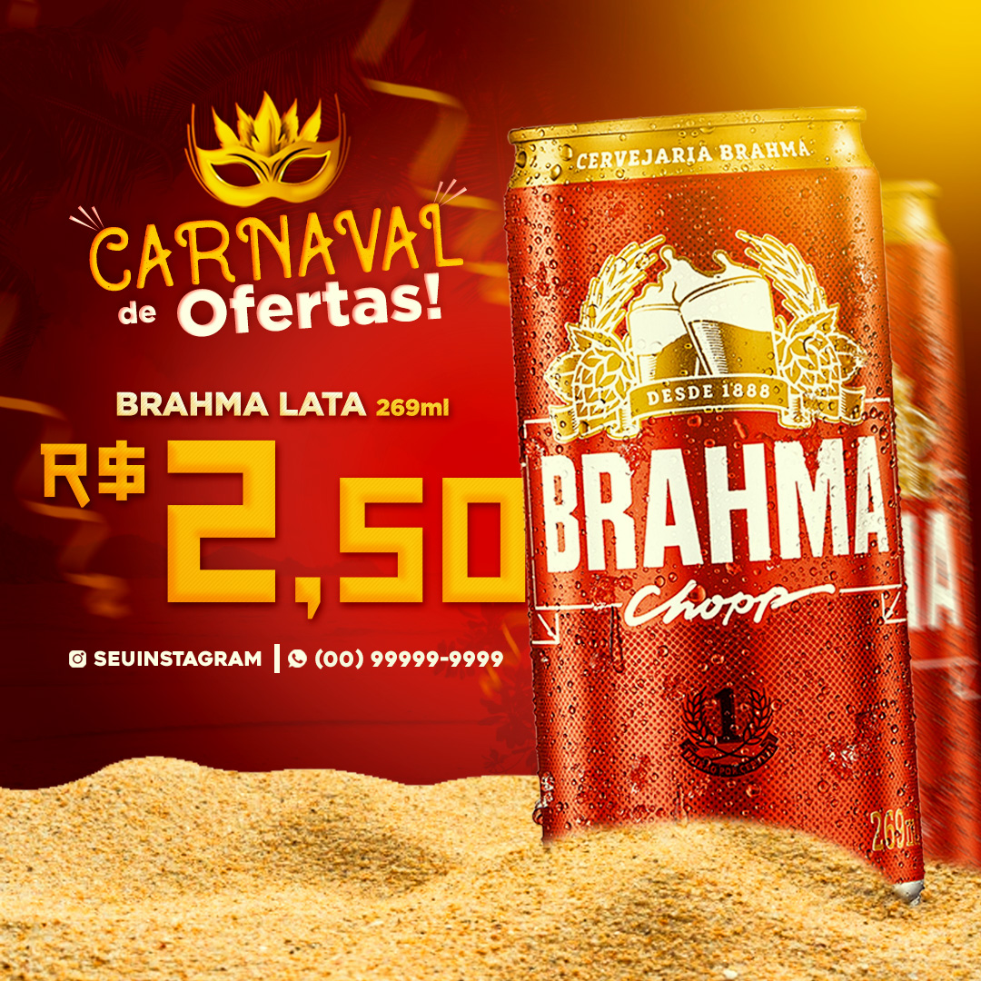 Brahma Lata Social Media PSD Carnaval Editável