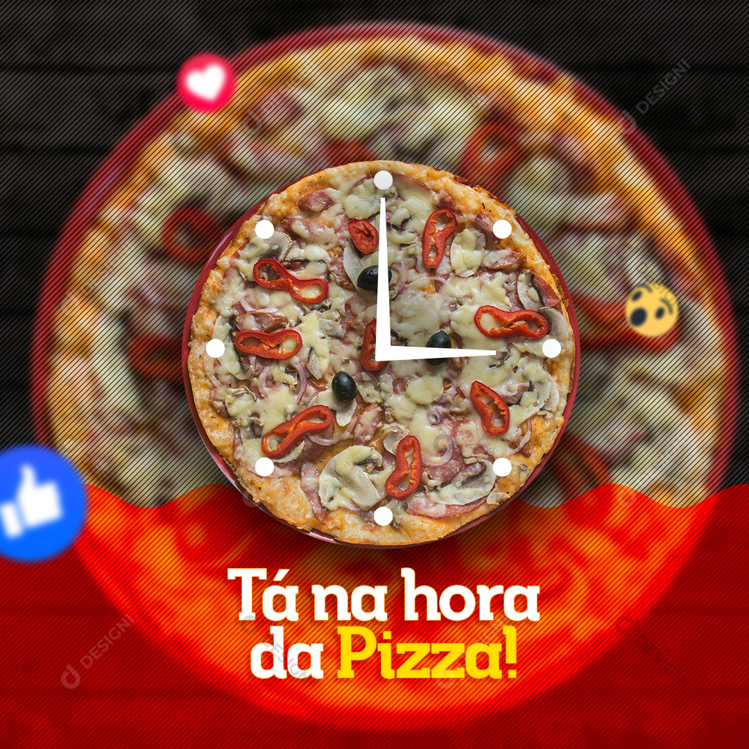 Hora da Pizza PSD Pizzaria Editável Social Media Post